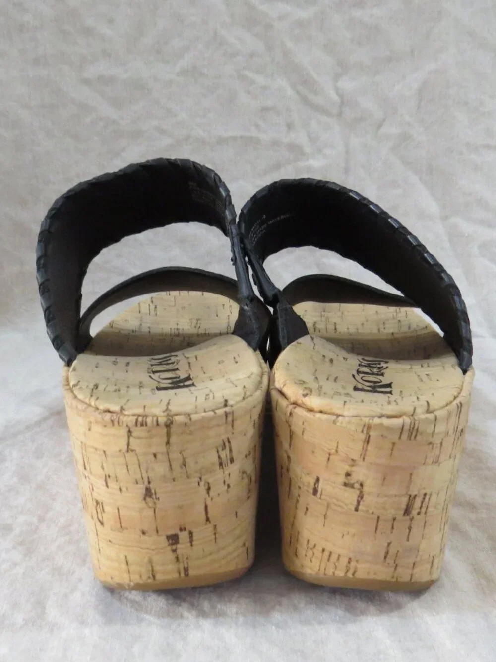 KORKS Kendri Sandals Black Leather SIZE 9 Whip Stitch Detail